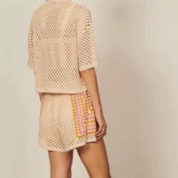 Revolve House Of Harlow 1960 Crochet Knit Two-Piece Set in Cream and Pink, Sz Sm - Picture 12 of 12